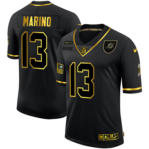 Miami Dolphins #13 Dan Marino Men Nike 2020 Salute To Service Golden Limited NFL black Jerseys->dallas cowboys->NFL Jersey